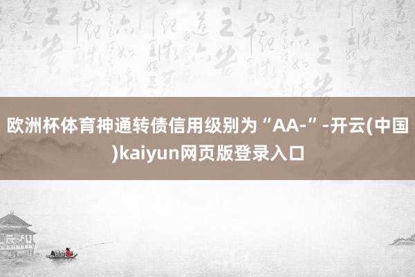 欧洲杯体育神通转债信用级别为“AA-”-开云(中国)kaiyun网页版登录入口