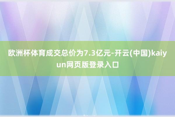 欧洲杯体育成交总价为7.3亿元-开云(中国)kaiyun网页版登录入口