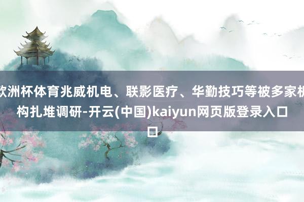 欧洲杯体育兆威机电、联影医疗、华勤技巧等被多家机构扎堆调研-开云(中国)kaiyun网页版登录入口