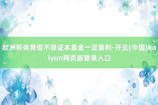 欧洲杯体育但不保证本基金一定盈利-开云(中国)kaiyun网页版登录入口