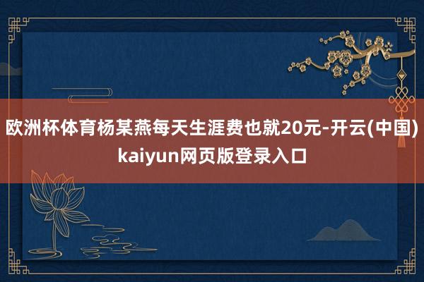 欧洲杯体育杨某燕每天生涯费也就20元-开云(中国)kaiyun网页版登录入口